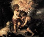 Bartolome Esteban Murillo ) Infant Christ Offering a Drink of Water to St John oil painting on canvas